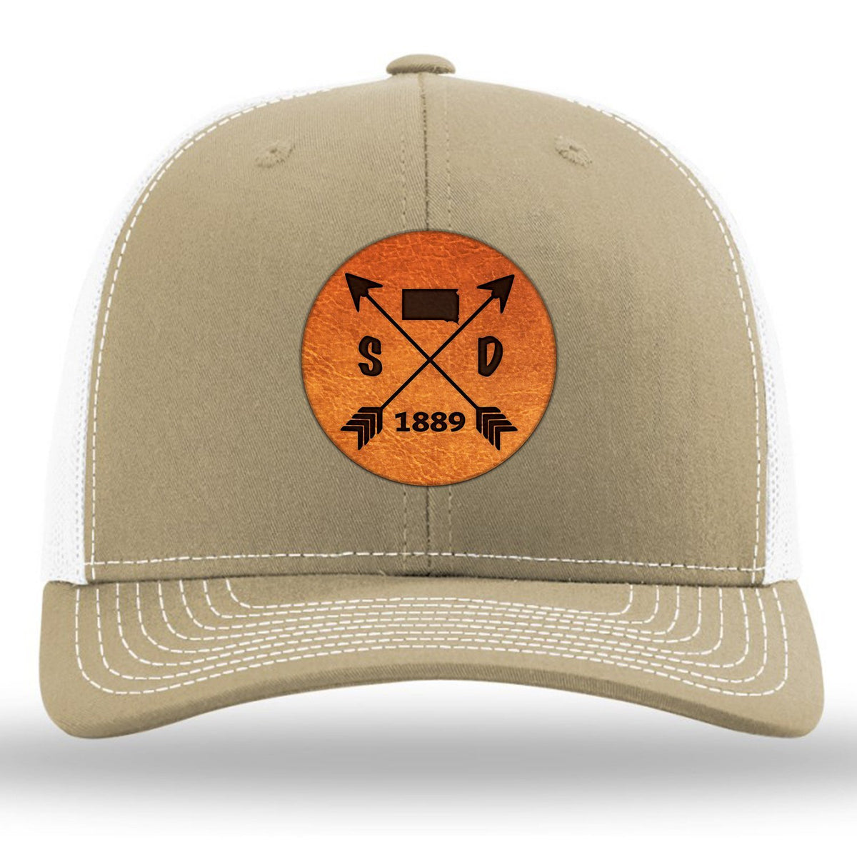 South Dakota State Arrows - Leather Patch Trucker Hat