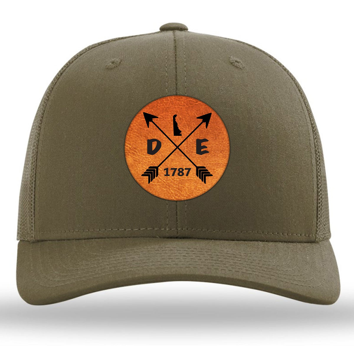 Delaware State Arrows - Leather Patch Trucker Hat
