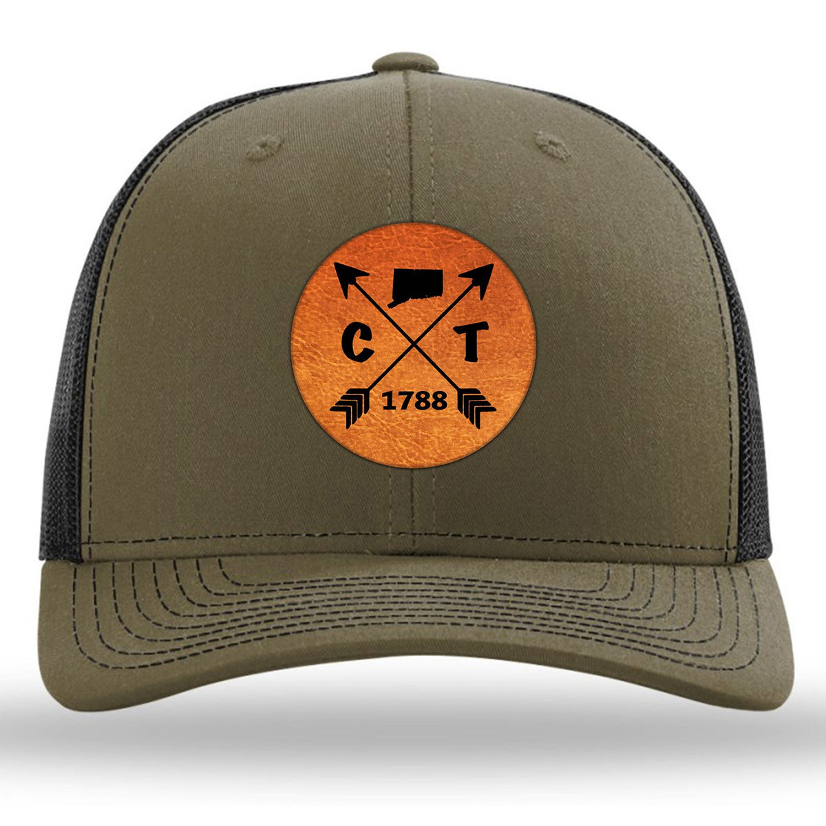 Connecticut State Arrows - Leather Patch Trucker Hat
