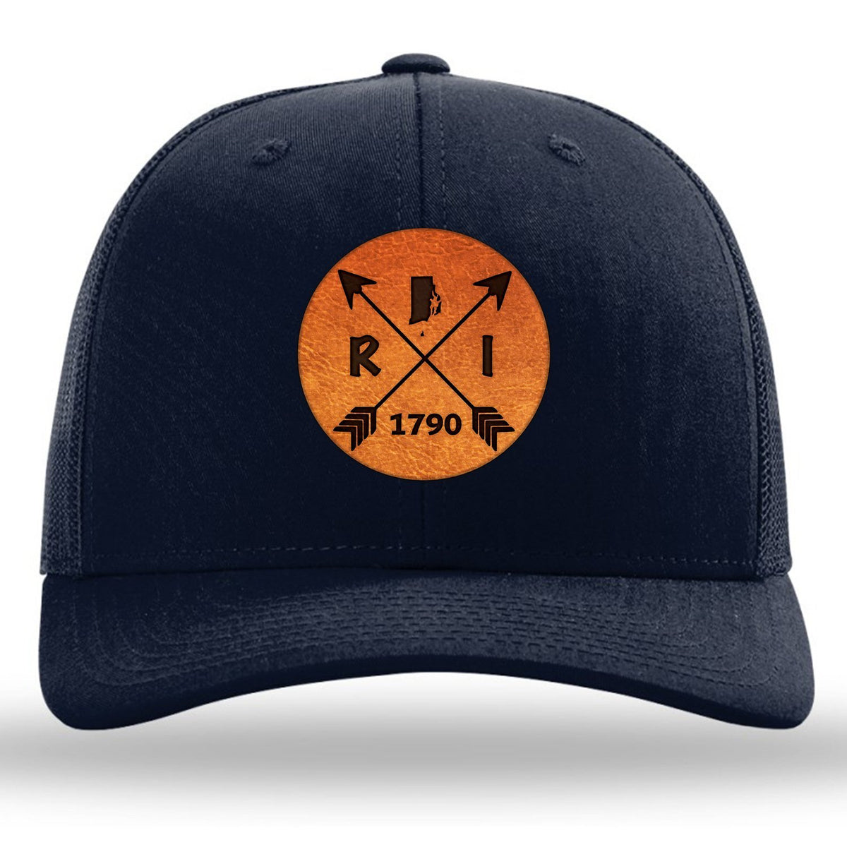 Rhode Island State Arrows - Leather Patch Trucker Hat