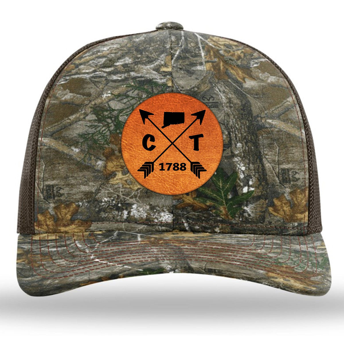 Connecticut State Arrows - Leather Patch Trucker Hat