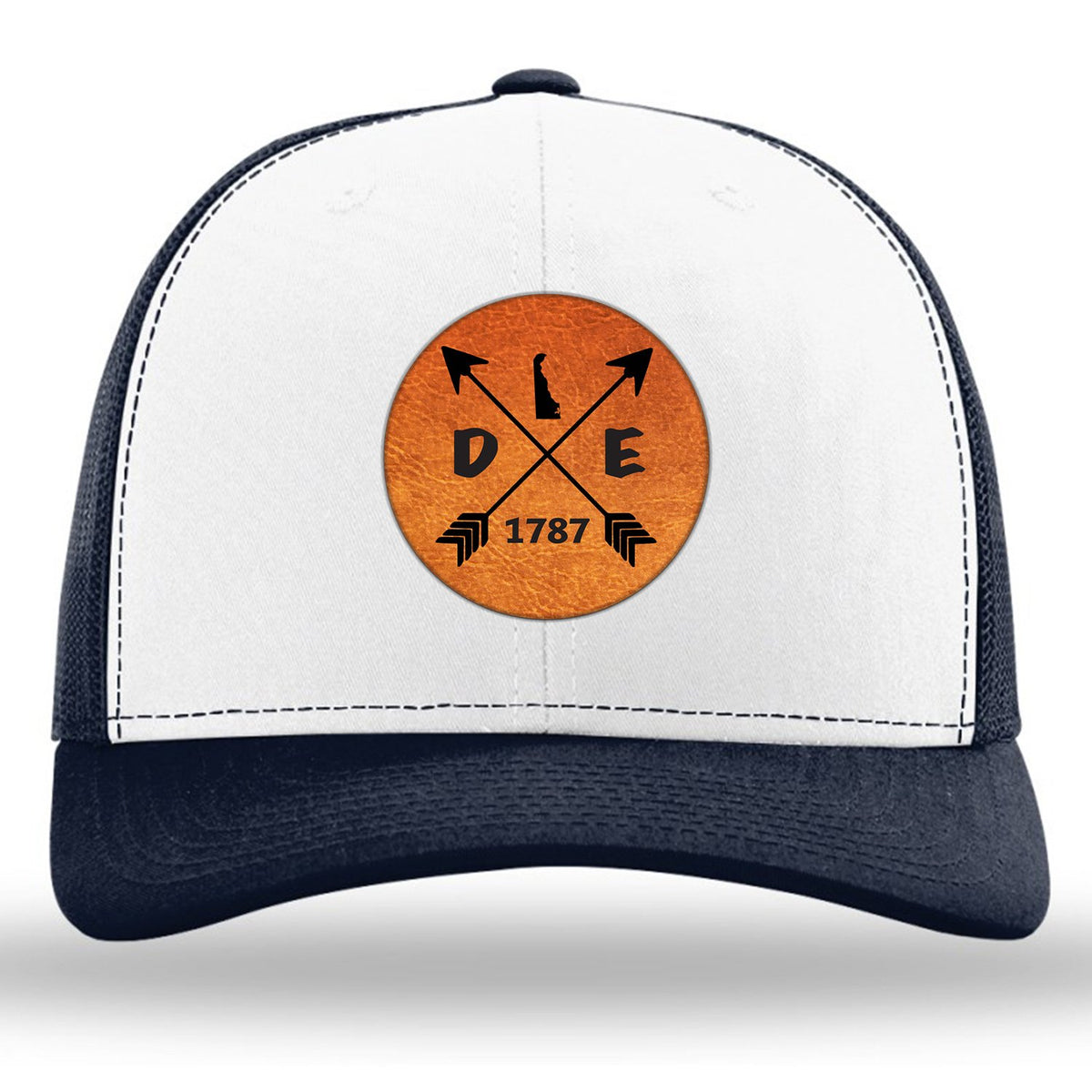 Delaware State Arrows - Leather Patch Trucker Hat