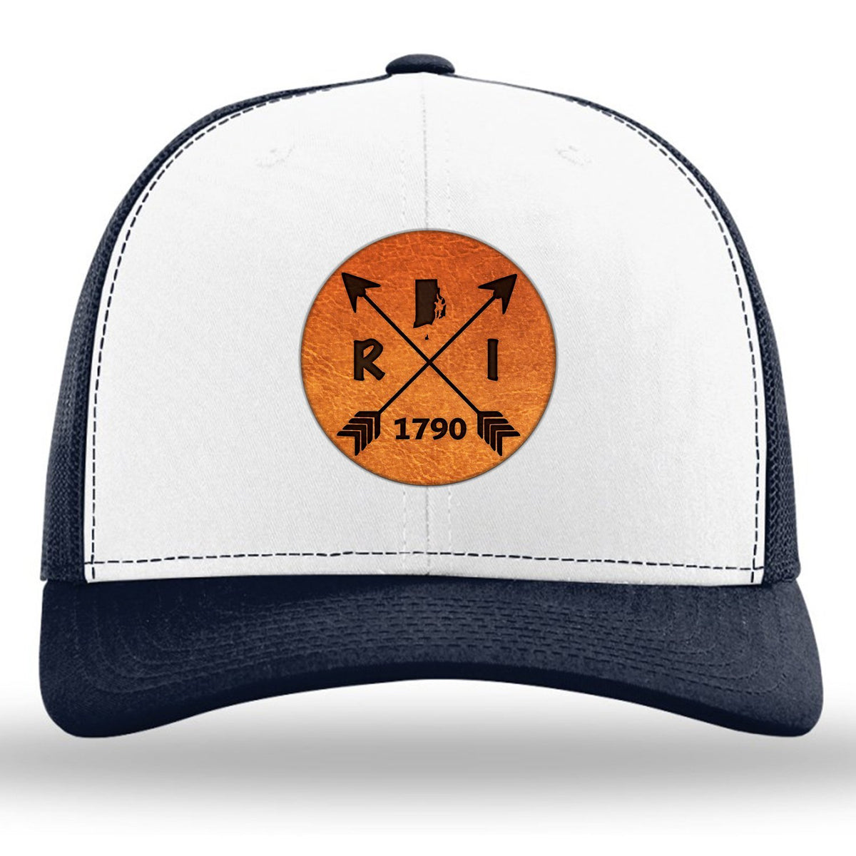 Rhode Island State Arrows - Leather Patch Trucker Hat