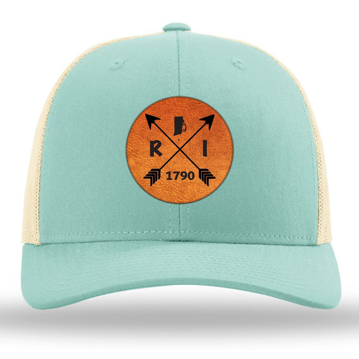 Rhode Island State Arrows - Leather Patch Trucker Hat