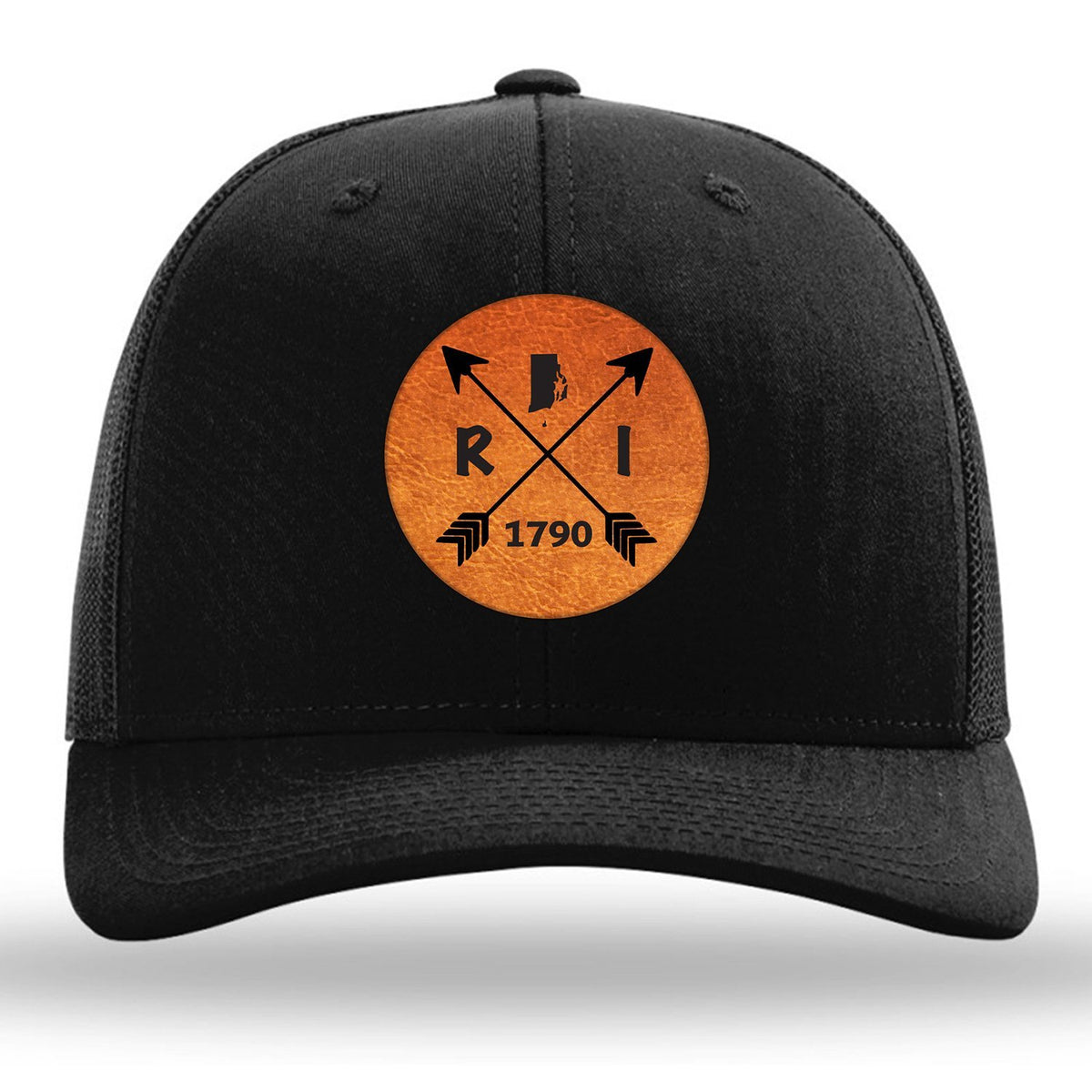 Rhode Island State Arrows - Leather Patch Trucker Hat