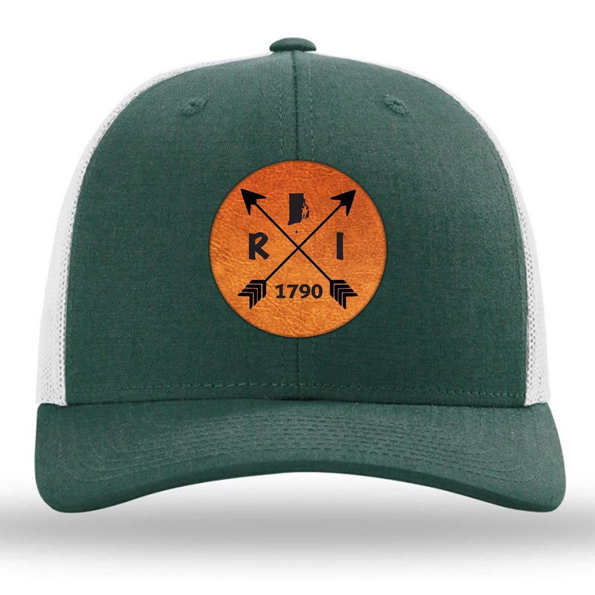 Rhode Island State Arrows - Leather Patch Trucker Hat