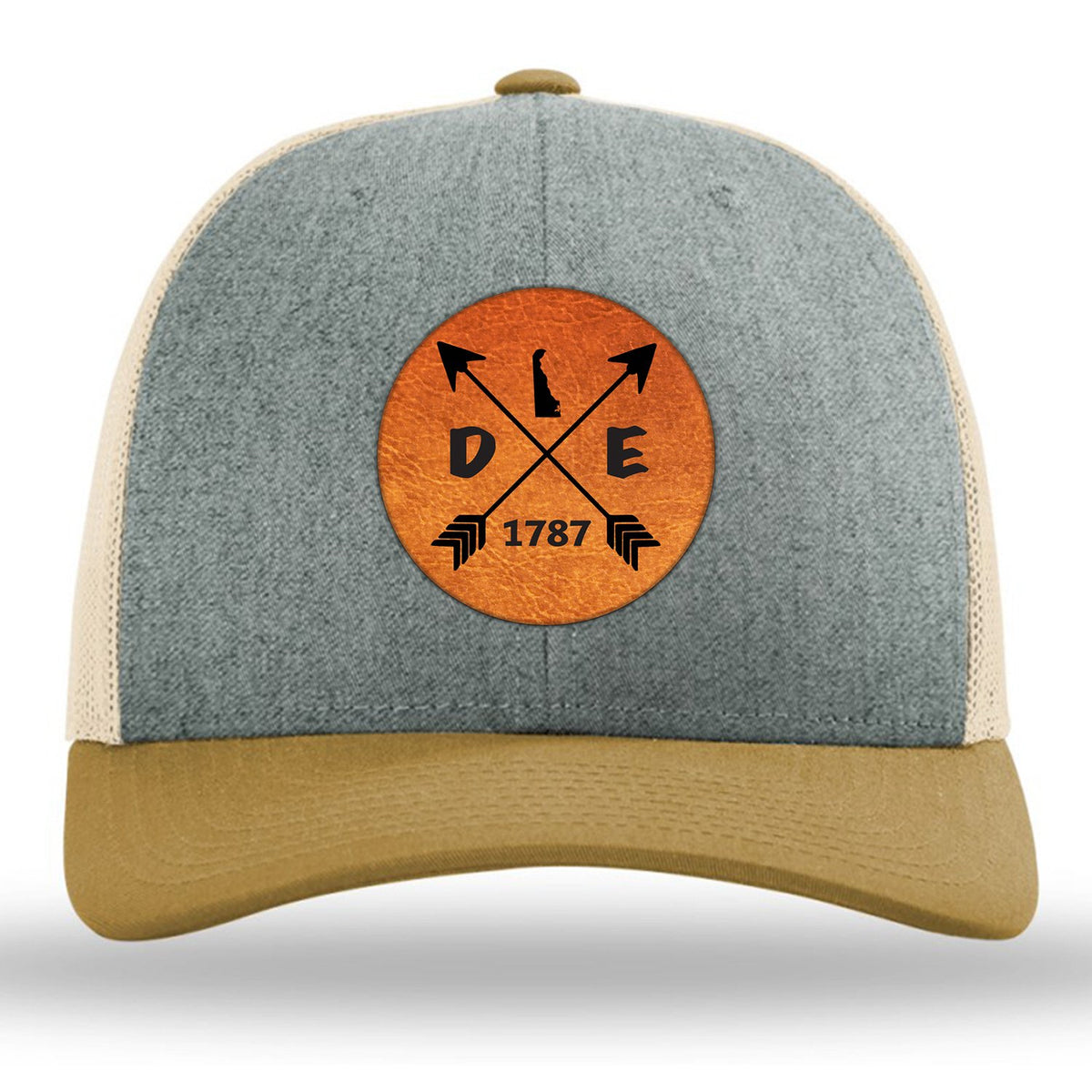 Delaware State Arrows - Leather Patch Trucker Hat