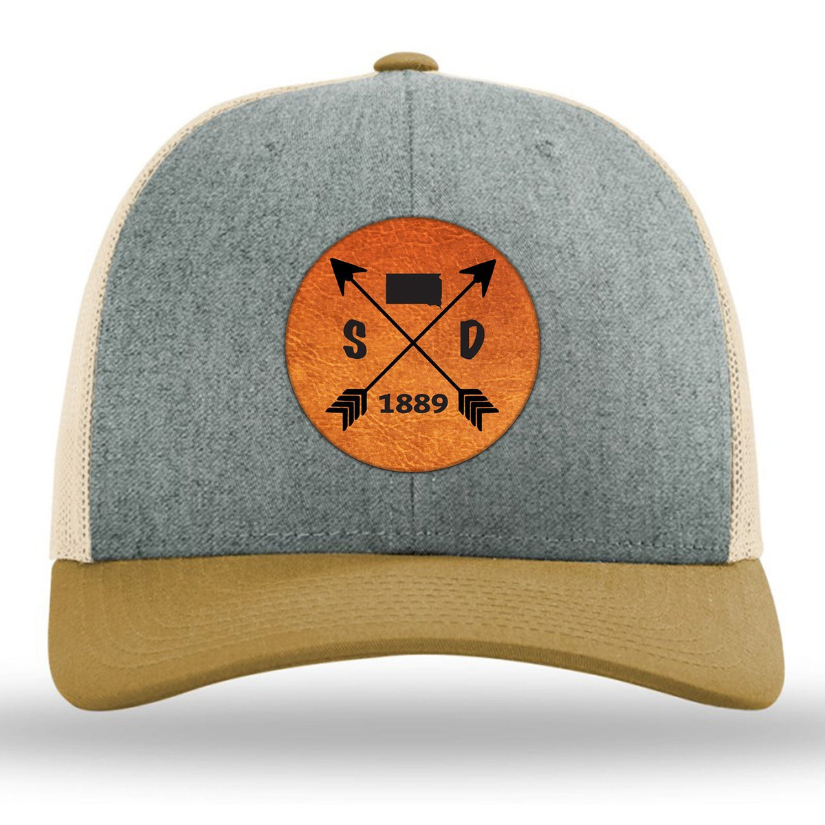 South Dakota State Arrows - Leather Patch Trucker Hat