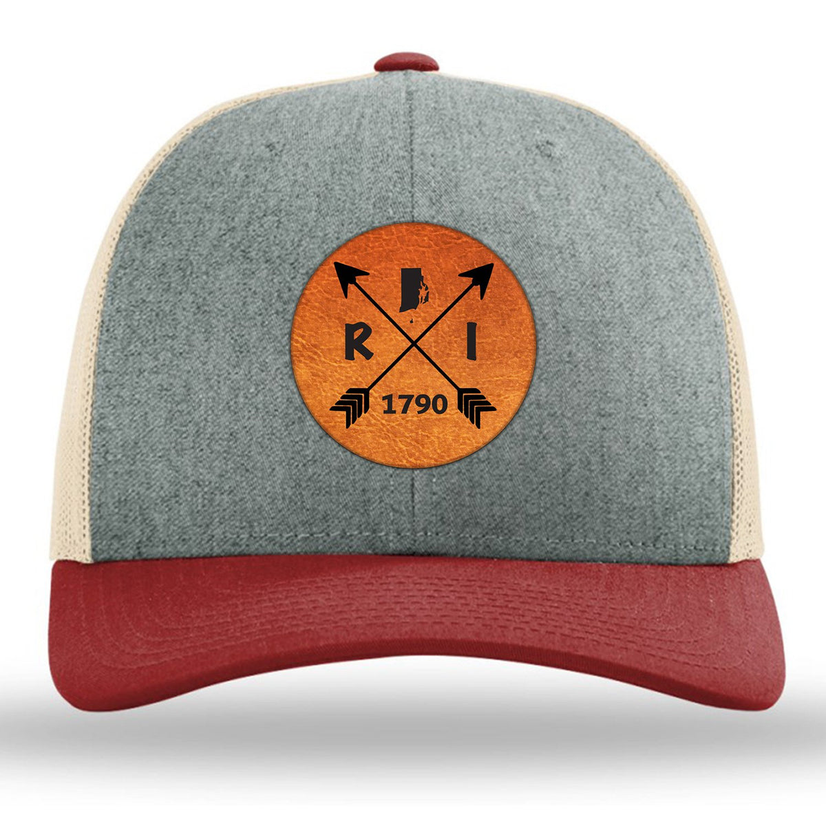 Rhode Island State Arrows - Leather Patch Trucker Hat