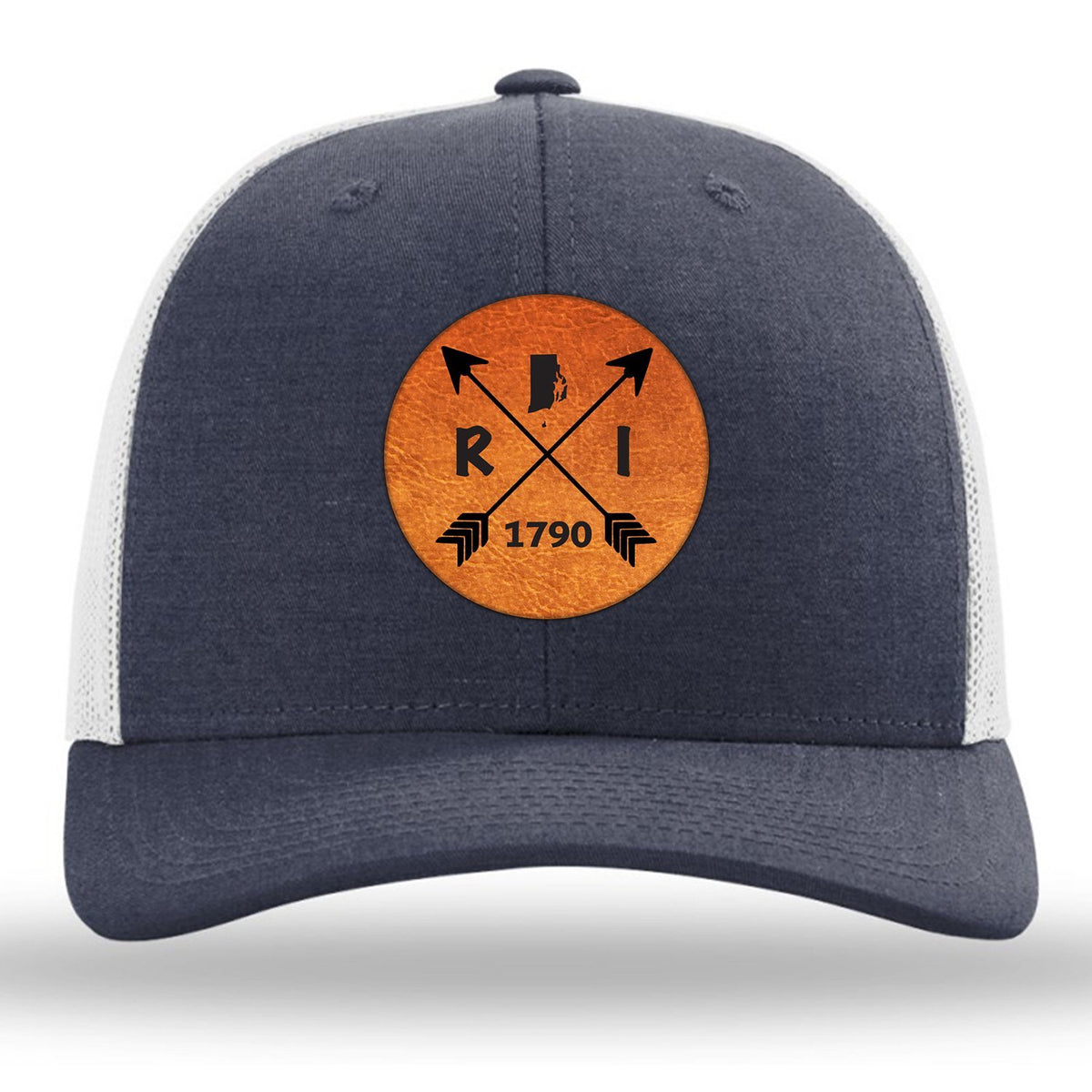 Rhode Island State Arrows - Leather Patch Trucker Hat