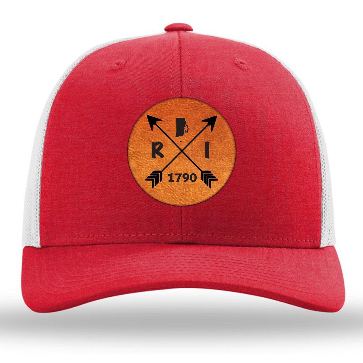 Rhode Island State Arrows - Leather Patch Trucker Hat