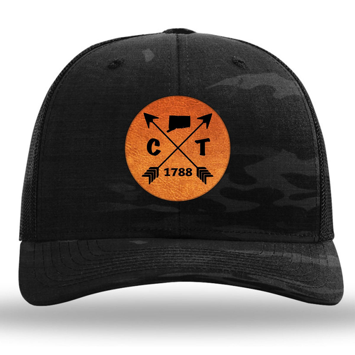 Connecticut State Arrows - Leather Patch Trucker Hat