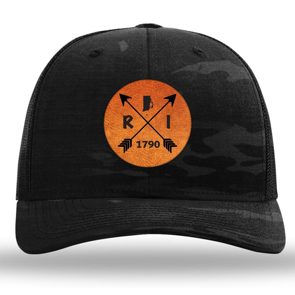 Rhode Island State Arrows - Leather Patch Trucker Hat
