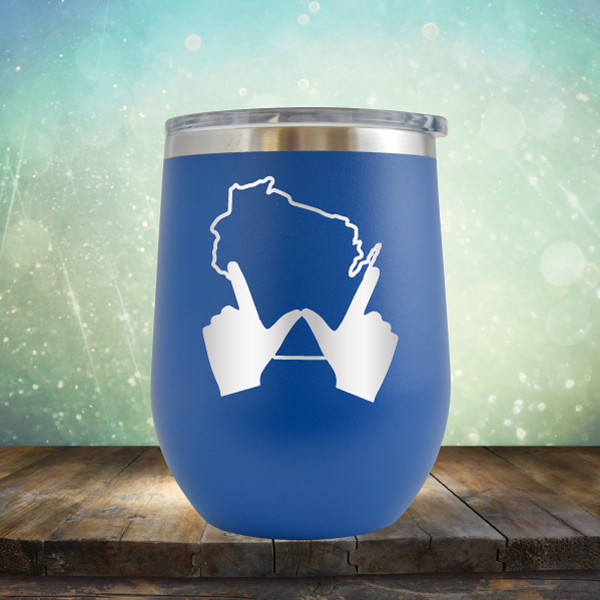 Wisconsin W Hand - Stemless Wine Cup