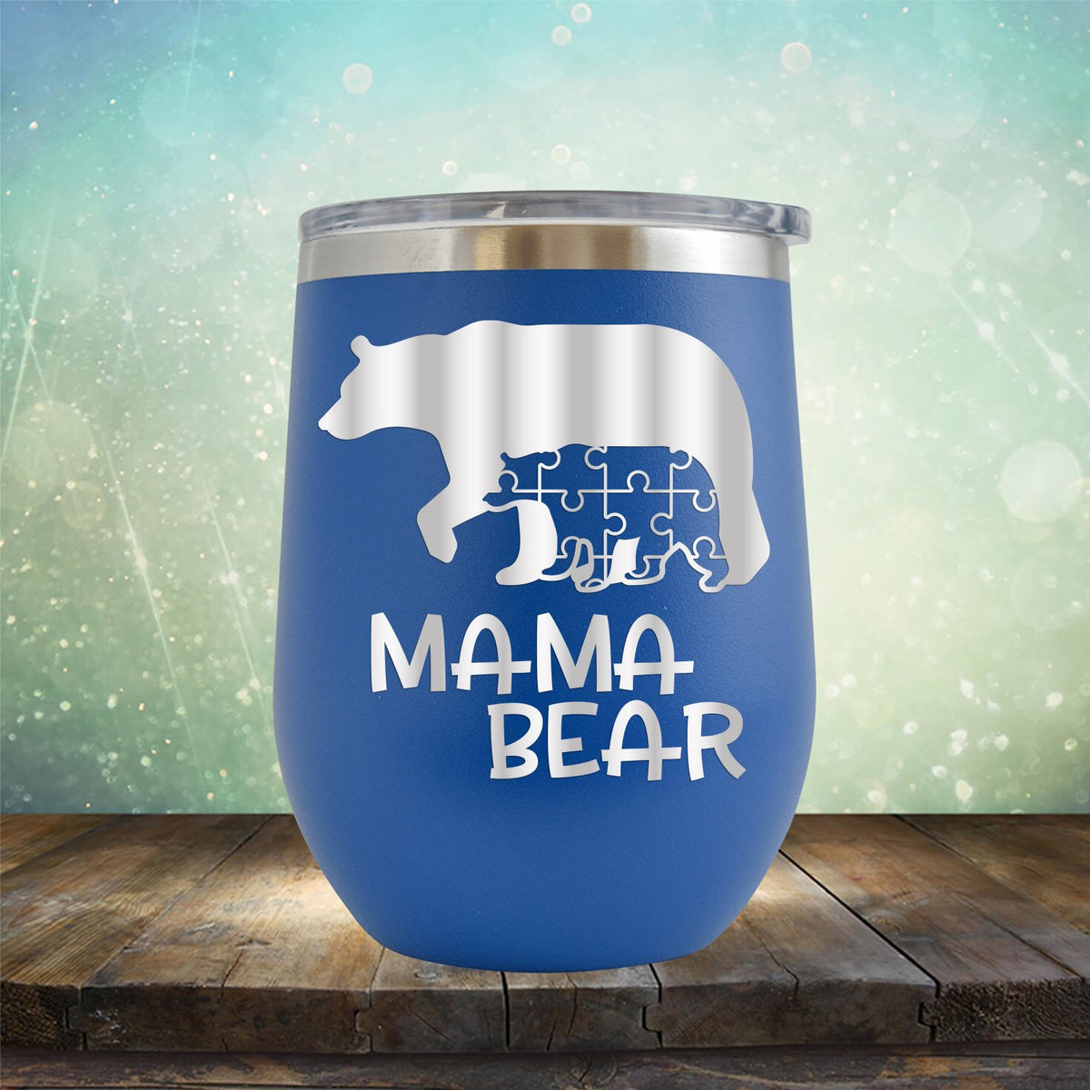 Autism Mama Bear and Cub - Wine Tumbler