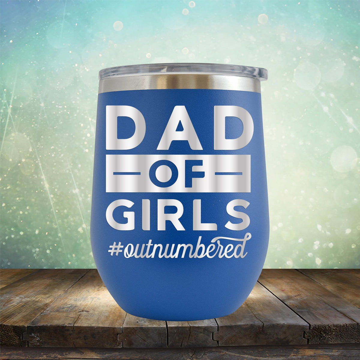 Dad Of Girls Outnumbered - Stemless Wine Cup