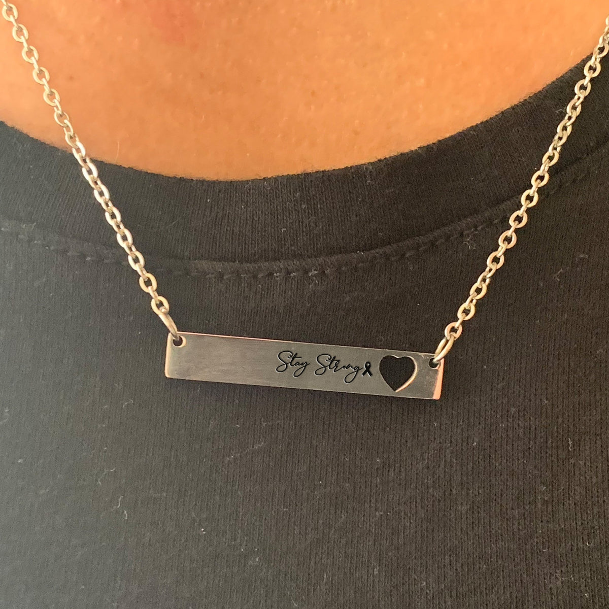 StayStrongBCA Cancer Awareness Stay Strong - Engraved Necklace