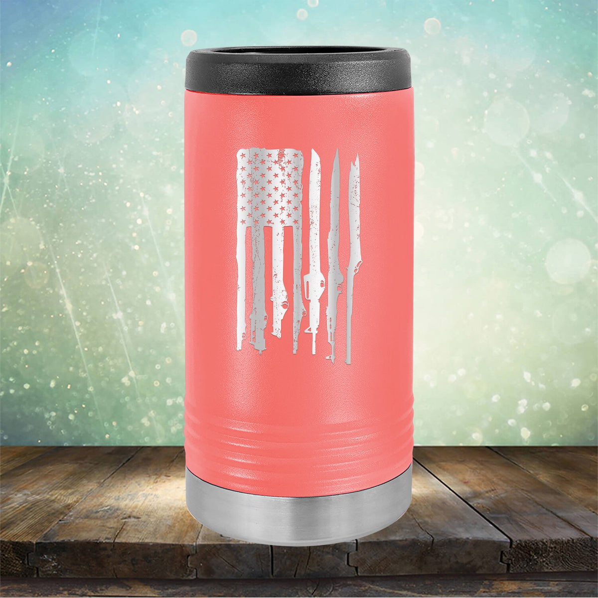 American Flag with Guns - Laser Etched Tumbler Mug