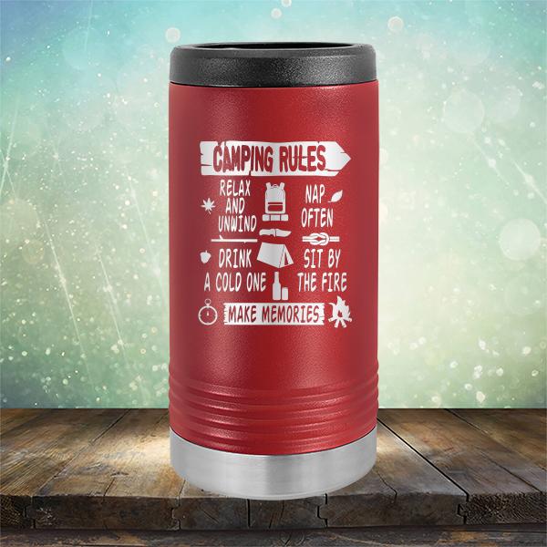 Camping Rules Relax and Unwind Nap Often Drink a Cold One Sit By the Fire Make Memories - Laser Etched Tumbler Mug