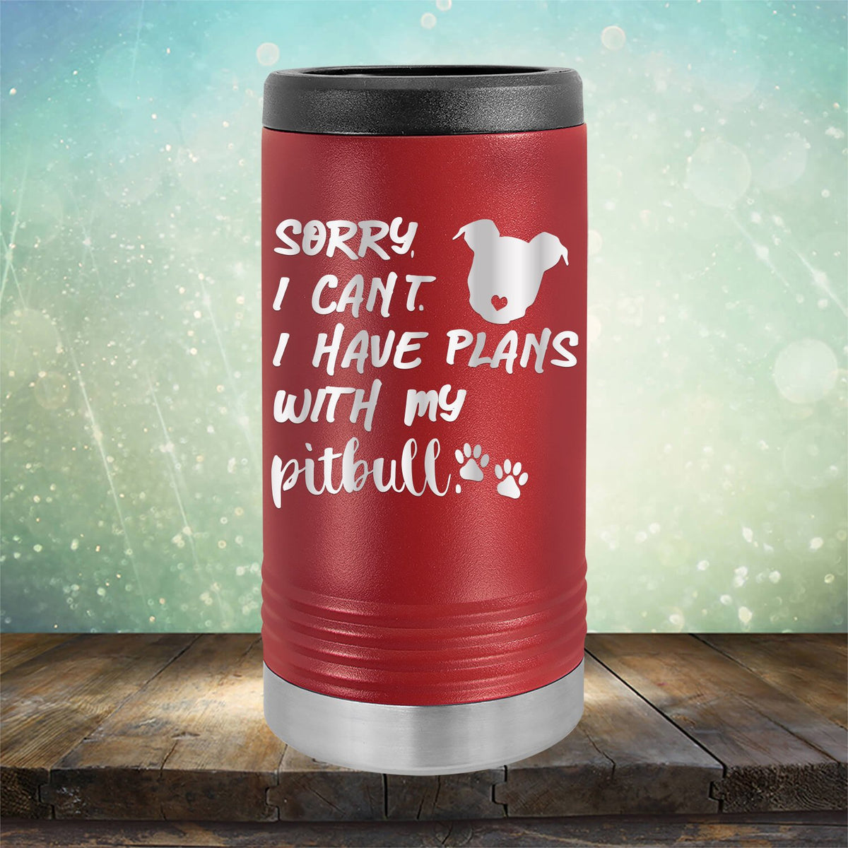 Sorry I Can&#39;t I Have Plans with My Pitbull - Laser Etched Tumbler Mug