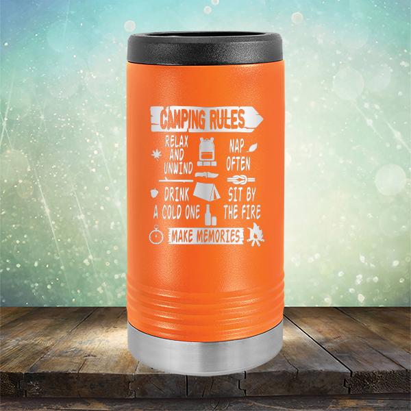 Camping Rules Relax and Unwind Nap Often Drink a Cold One Sit By the Fire Make Memories - Laser Etched Tumbler Mug