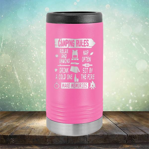 Camping Rules Relax and Unwind Nap Often Drink a Cold One Sit By the Fire Make Memories - Laser Etched Tumbler Mug