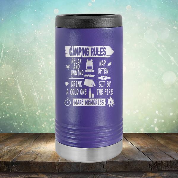 Camping Rules Relax and Unwind Nap Often Drink a Cold One Sit By the Fire Make Memories - Laser Etched Tumbler Mug