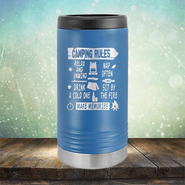 Camping Rules Relax and Unwind Nap Often Drink a Cold One Sit By the Fire Make Memories - Laser Etched Tumbler Mug