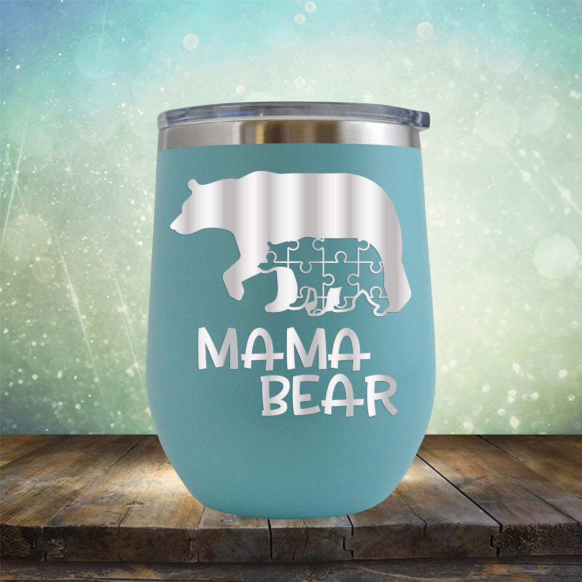 Autism Mama Bear and Cub - Wine Tumbler