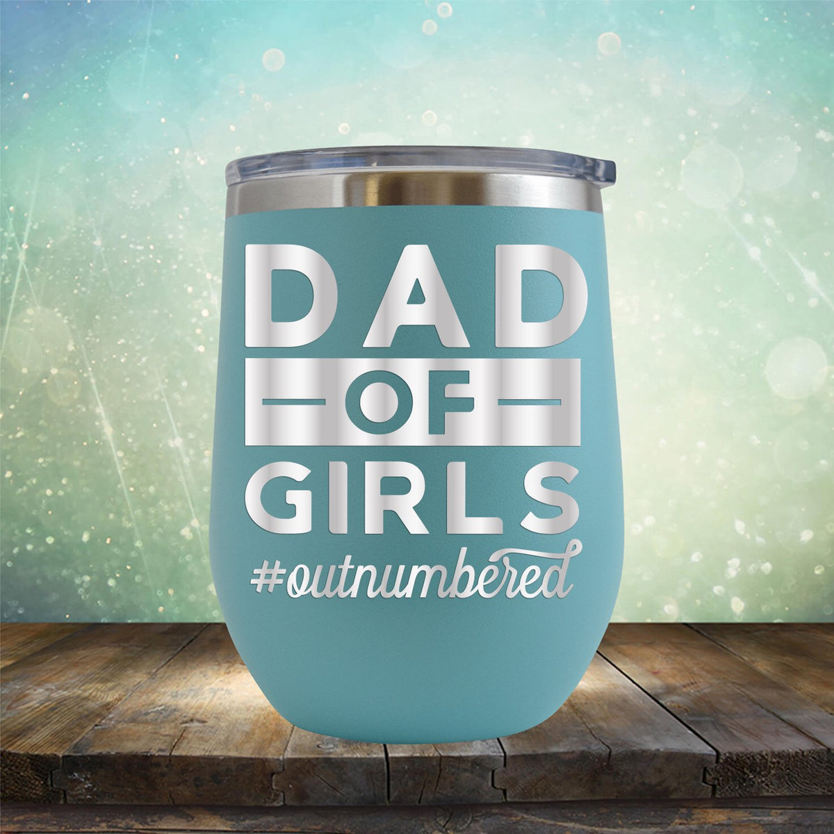 Dad Of Girls Outnumbered - Stemless Wine Cup