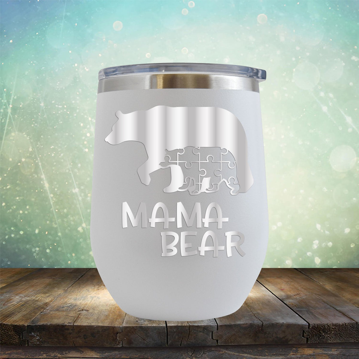 Autism Mama Bear and Cub - Wine Tumbler