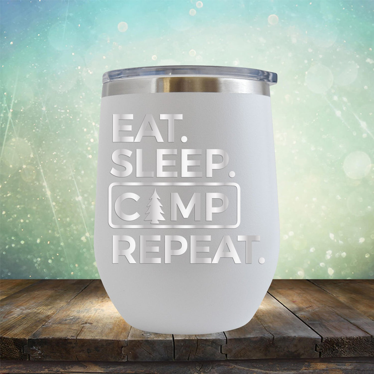 Eat Sleep Camp Repeat - Wine Tumbler