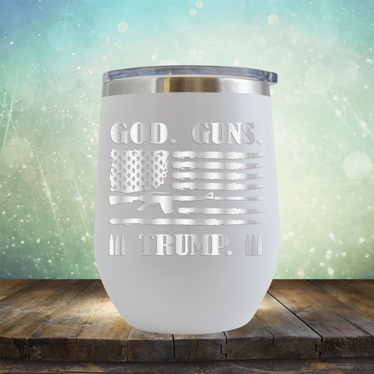 God Guns & Trump - Stemless Wine Cup
