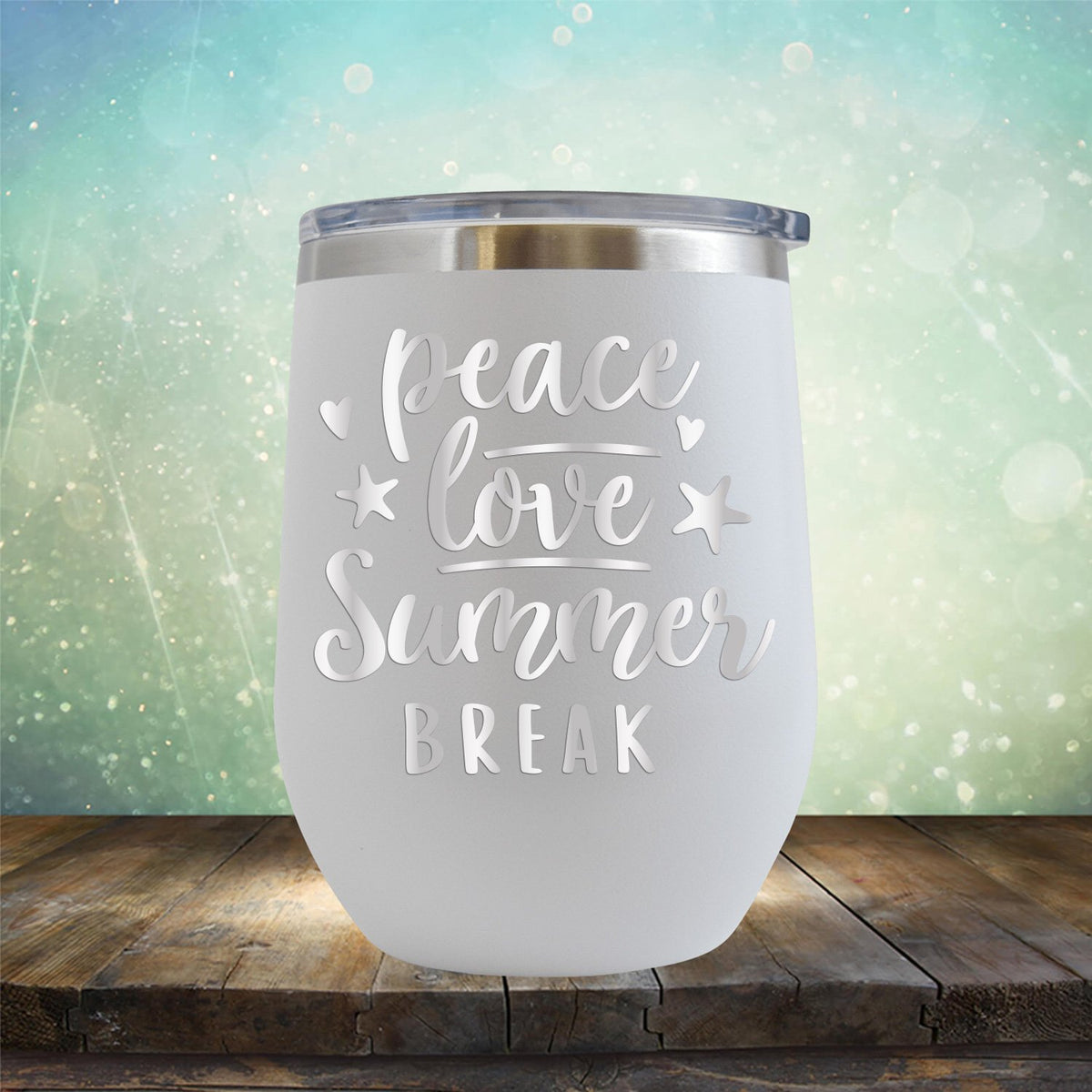 Peace Love Summer Break - Stemless Wine Cup