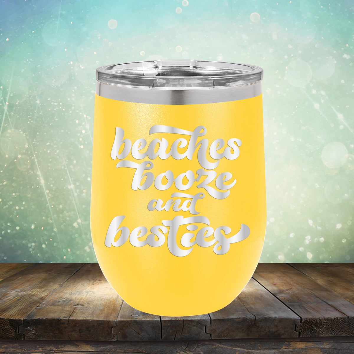 Beaches Booze and Besties - Stemless Wine Cup