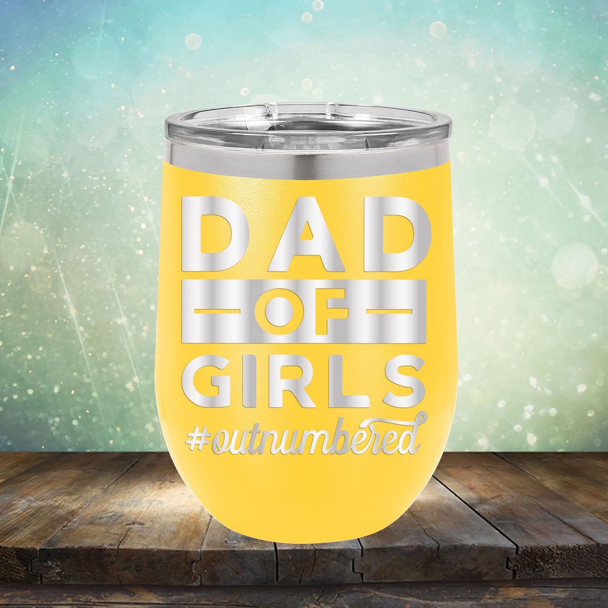 Dad Of Girls Outnumbered - Stemless Wine Cup