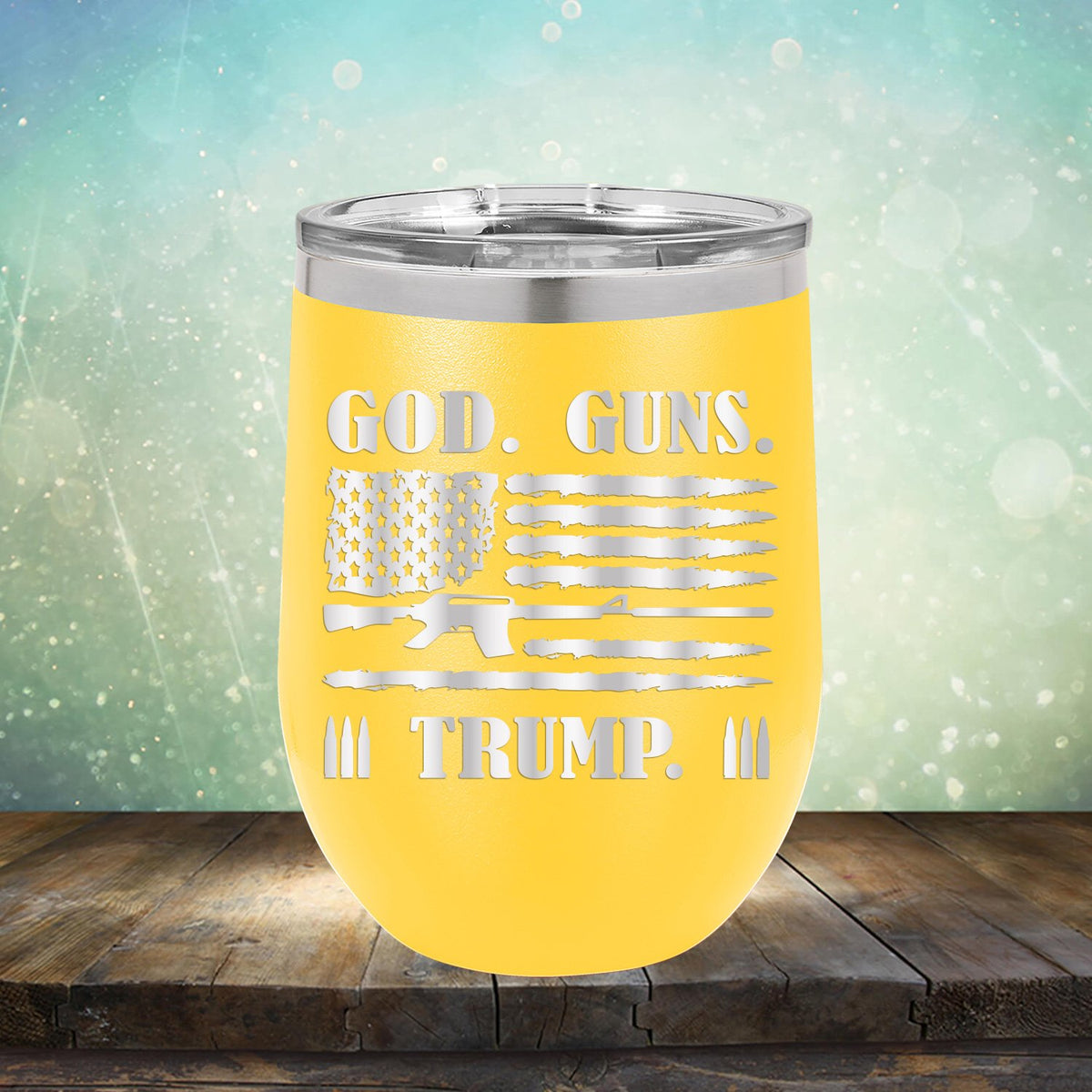 God Guns & Trump - Stemless Wine Cup