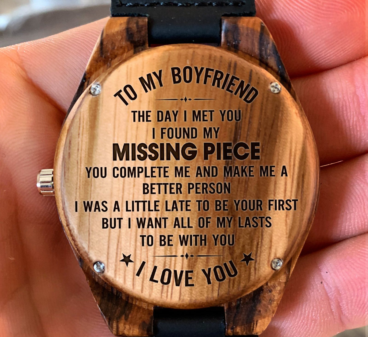 To My Boyfriend - You Complete Me and Make Me A Better Person - Wooden Watch