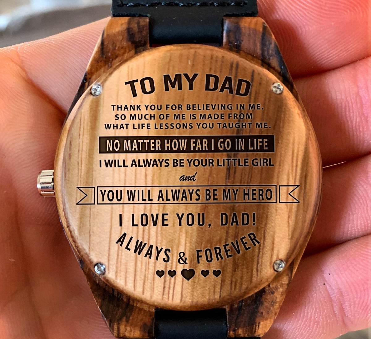 To My Father - Thank You for Believing in Me - Wooden Watch