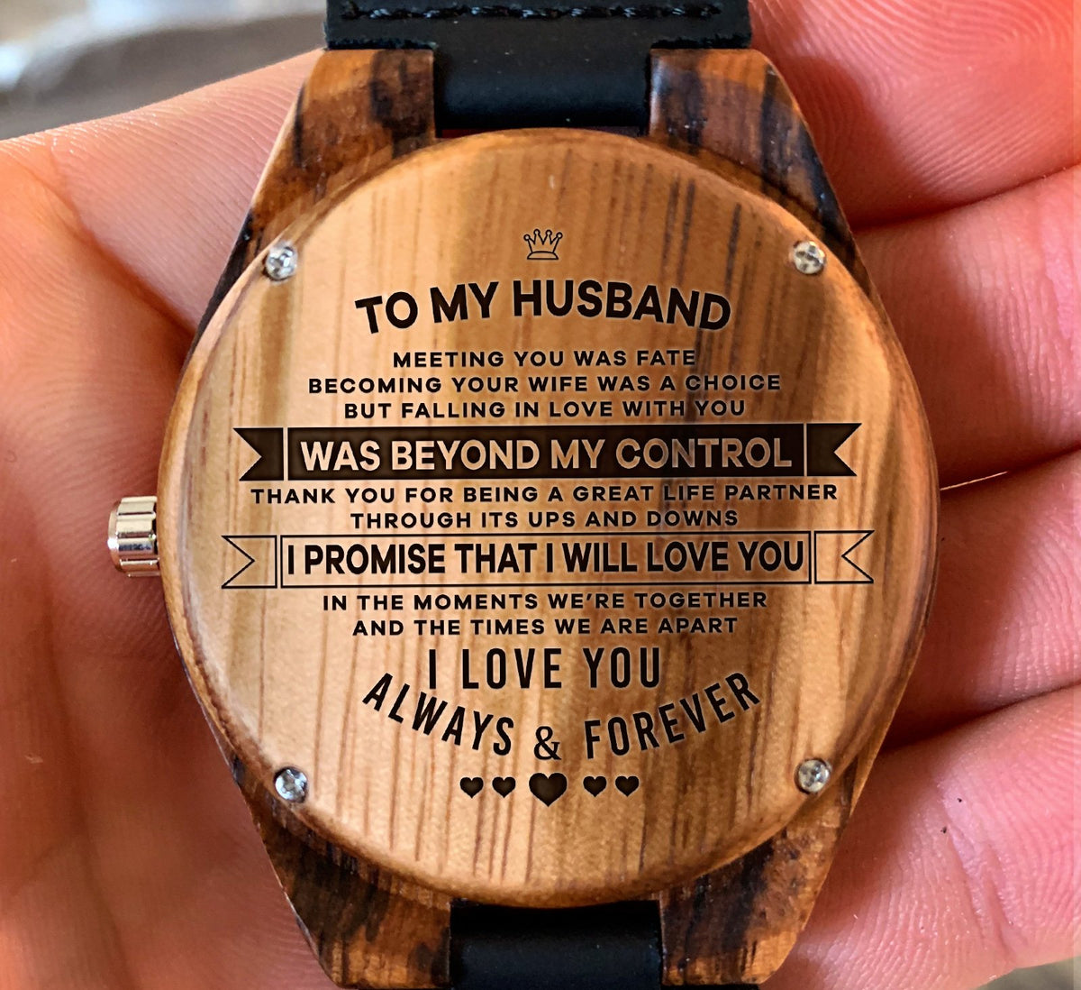To My Husband - Falling in Love With You Was Beyond My Control - Wooden Watch