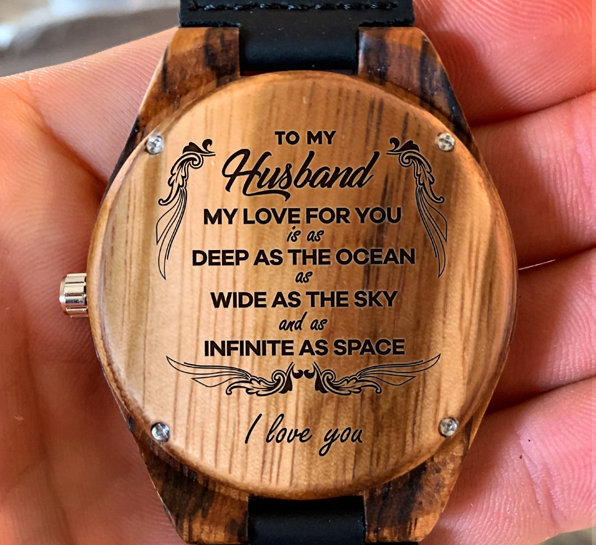 To My Husband - My Love For You is As Deep As the Ocean - Wooden Watch