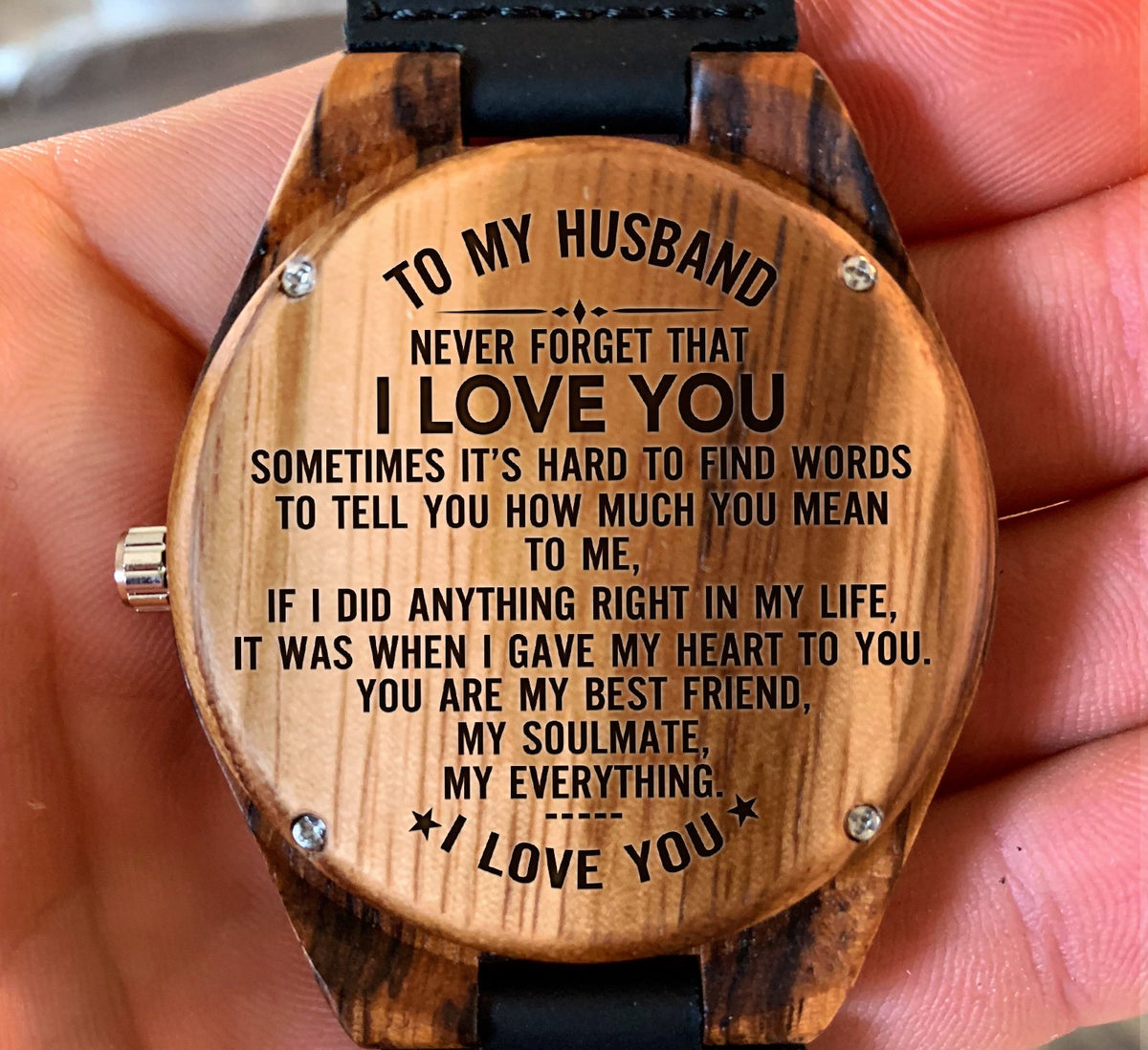 To My Husband - Never Forget That I Love You - Wooden Watch