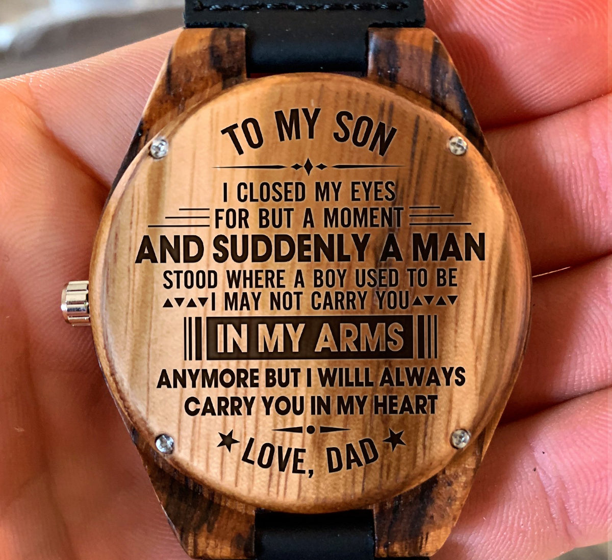 To My Son - I Will Always Carry You in My Heart - Wooden Watch