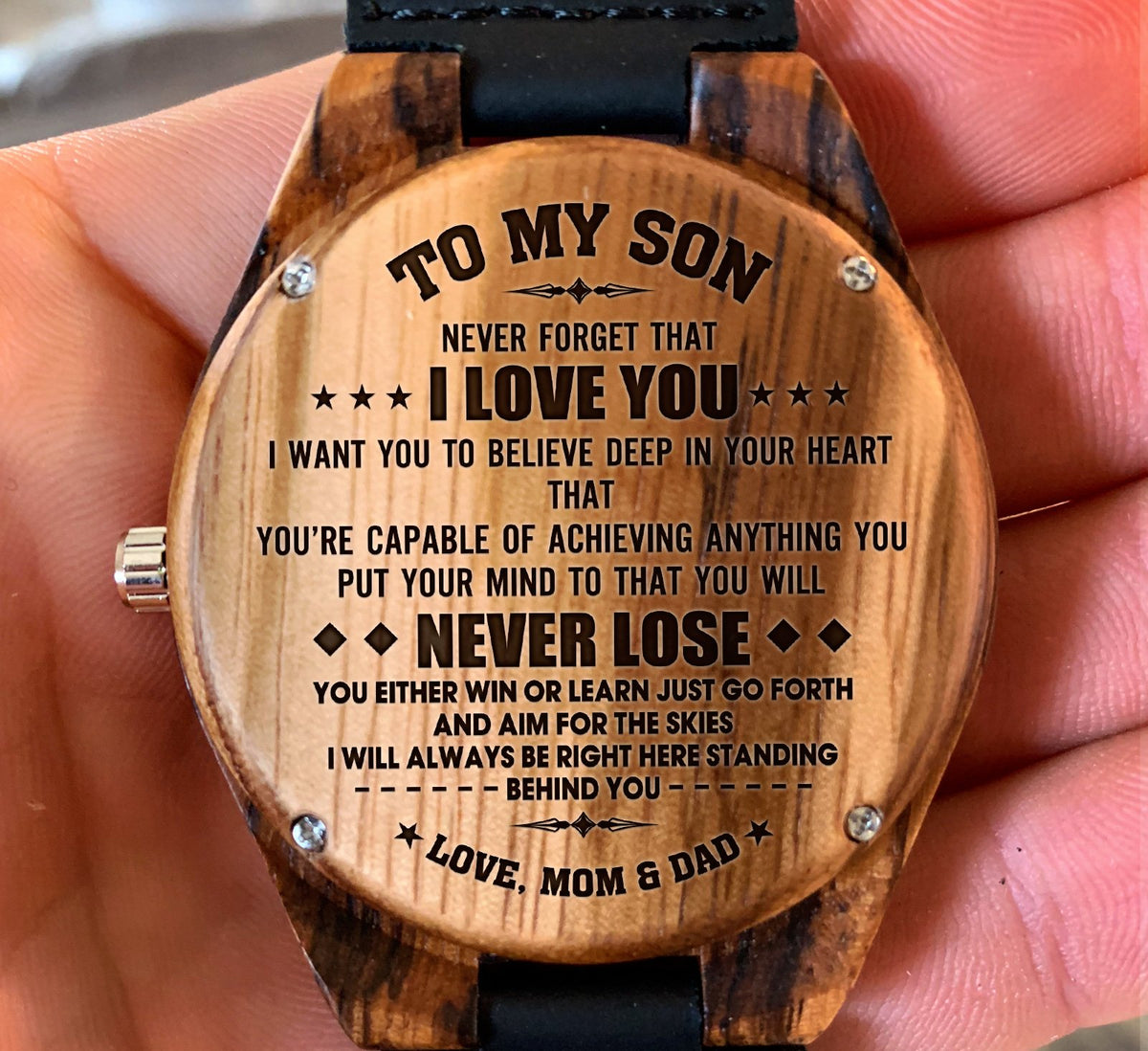 To My Son - You&#39;re Capable of Achieving Anything You Put Your Mind to That You Will Never Lose - Wooden Watch