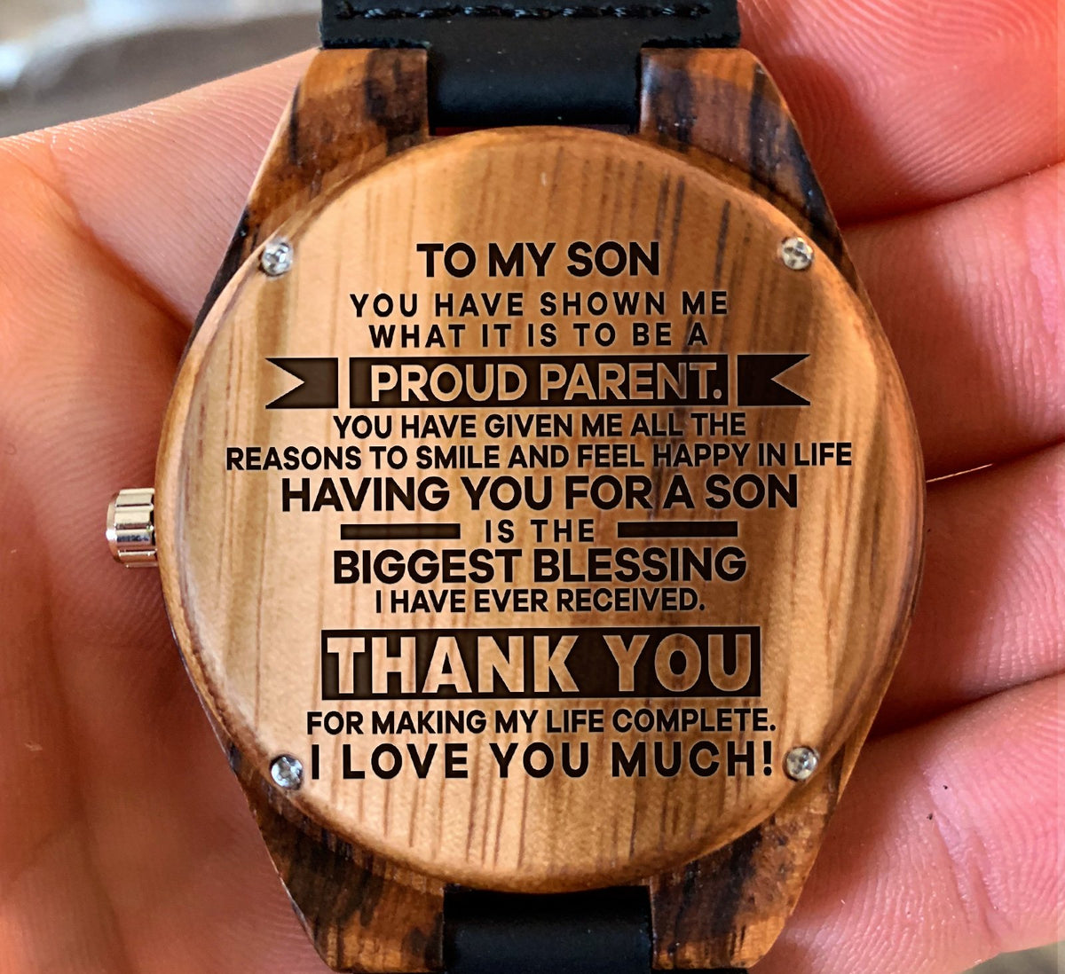 My son wooden watch on sale