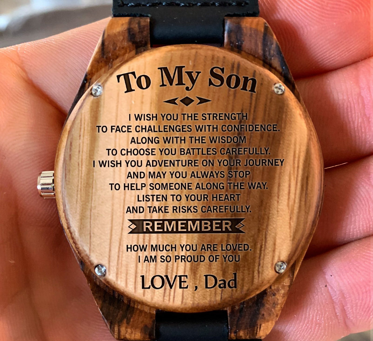 To My Son - REMEMBER How Much You Are Loved. I Am So Proud Of You - Wooden Watch