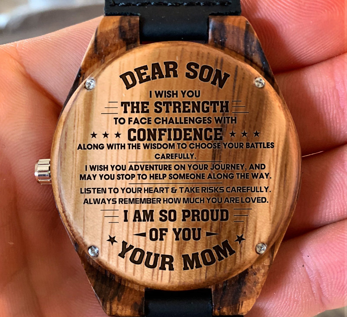 To My Son - I Wish You the Strength to Face Challenges with Confidence - Wooden Watch
