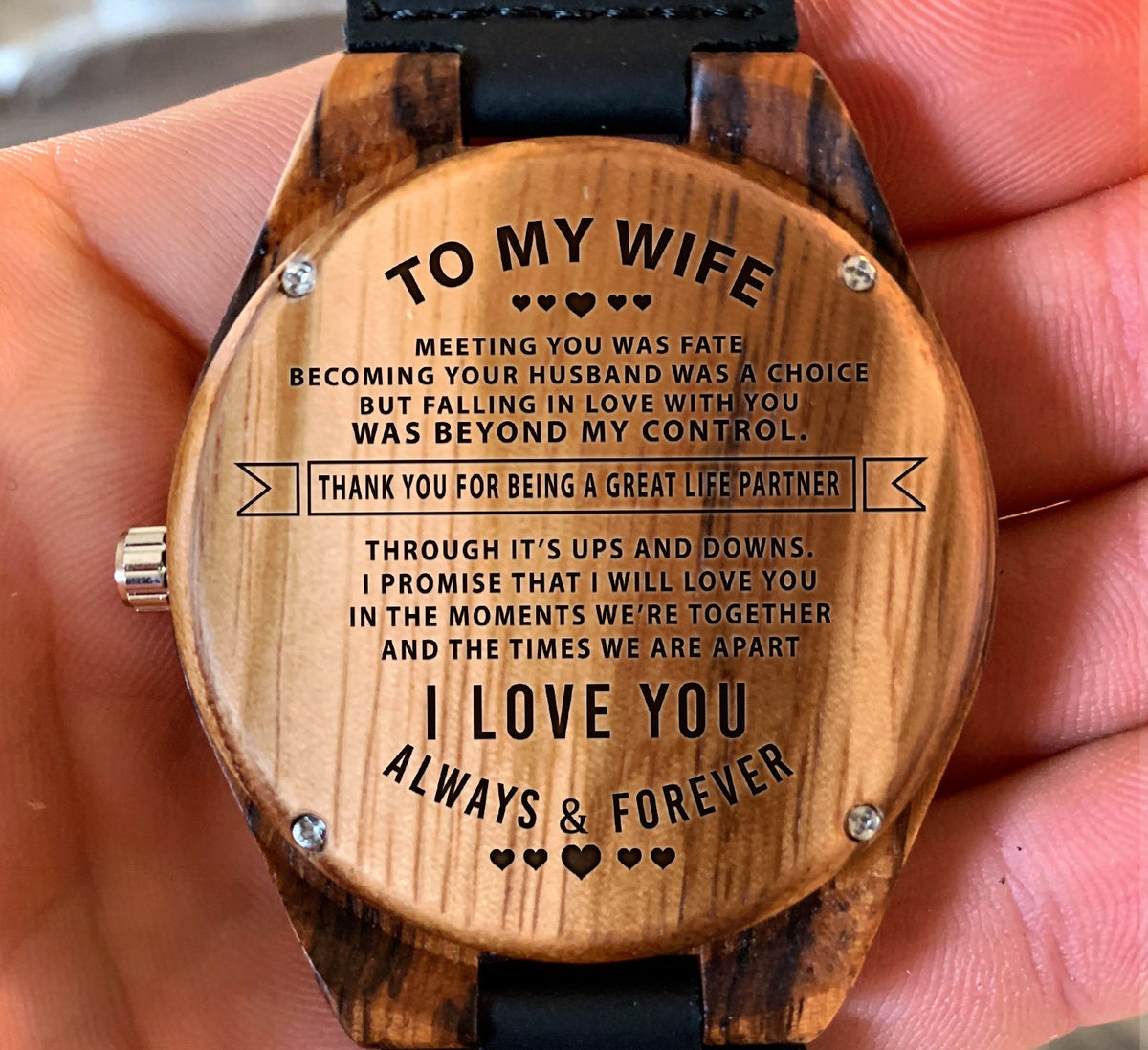 To My Wife - Thank You For Being A Great Life Partner - Wooden Watch