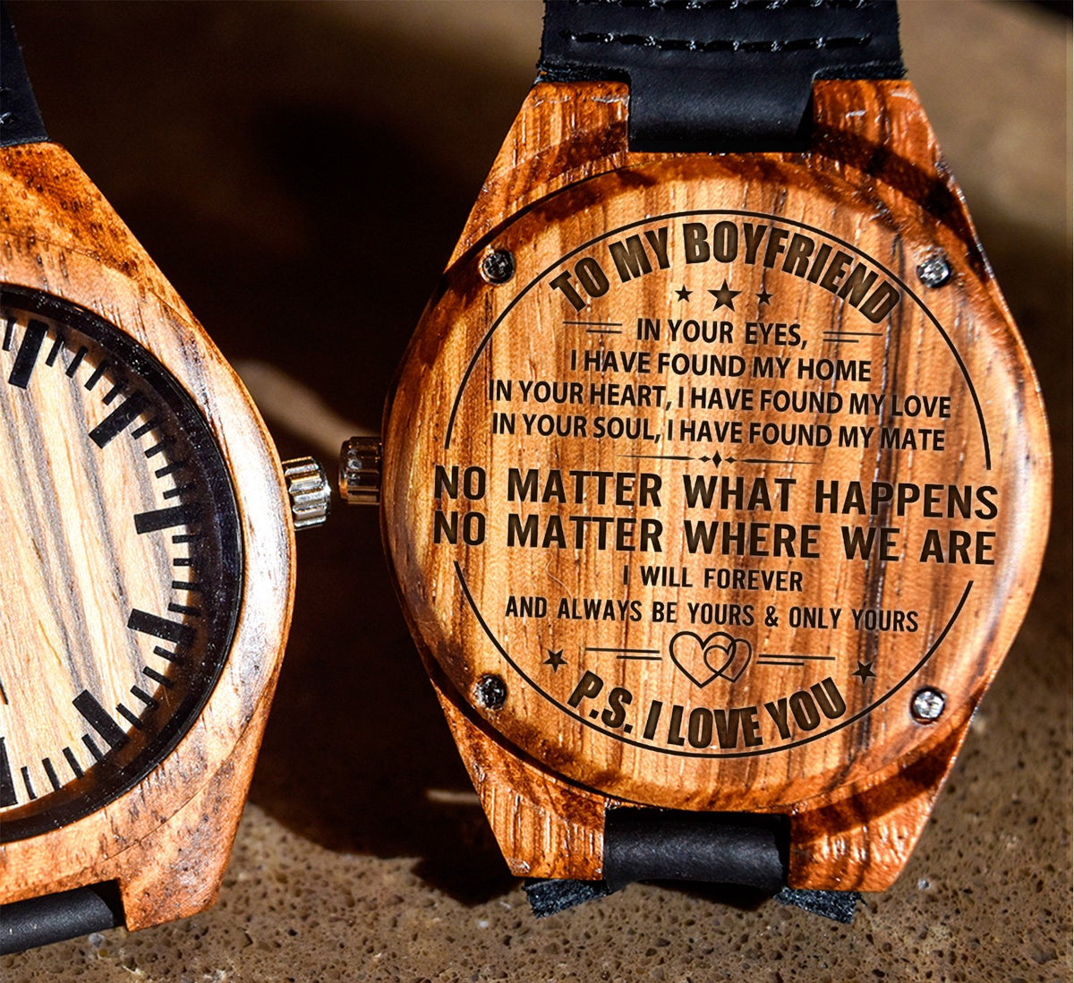 To My Boyfriend - In Your Eyes I Have Found My Home - Wooden Watch