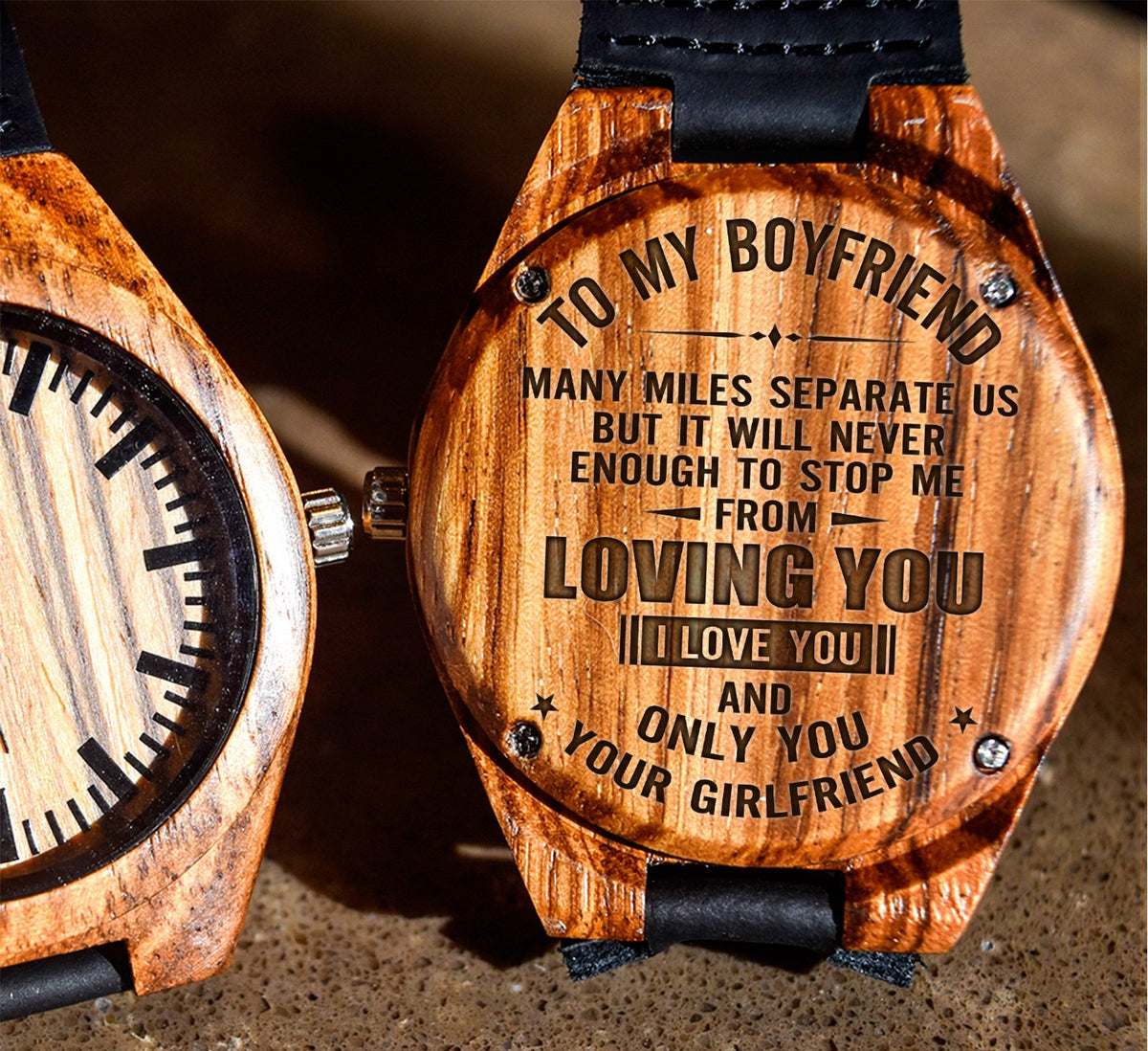 To My Boyfriend - I LOVE YOU and ONLY YOU - Wooden Watch